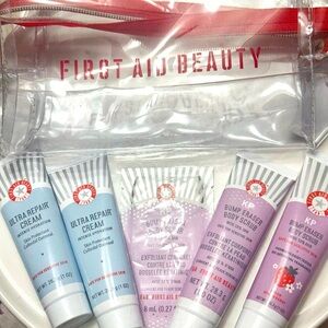 First Aid Beauty Skincare Travel Set Ultra Repair Cream Bump Eraser + Bag NEW
